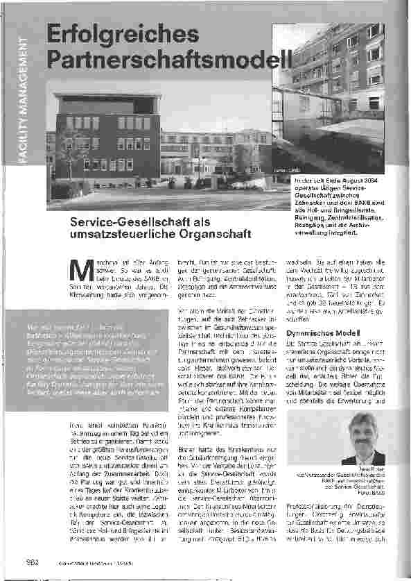 Vorschauseite 1: Erfolgreiches PartnerschaftsmodellService-Gesellschaft als umsatzsteuerliche Organschaft