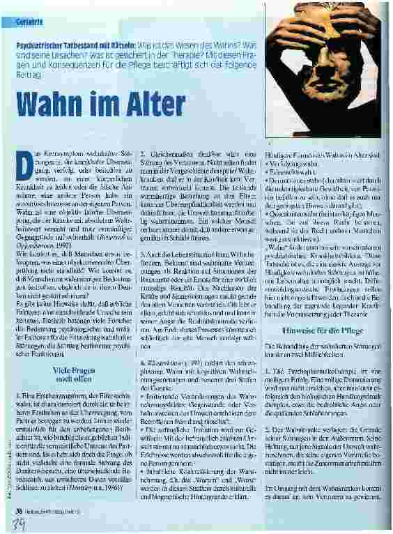Vorschauseite 1: Wahn im Alter Psychiatrischer Tatbestand mit Rätseln