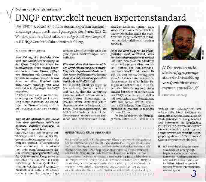 Vorschauseite 1: DNQP entwickelt neuen Expertenstandard