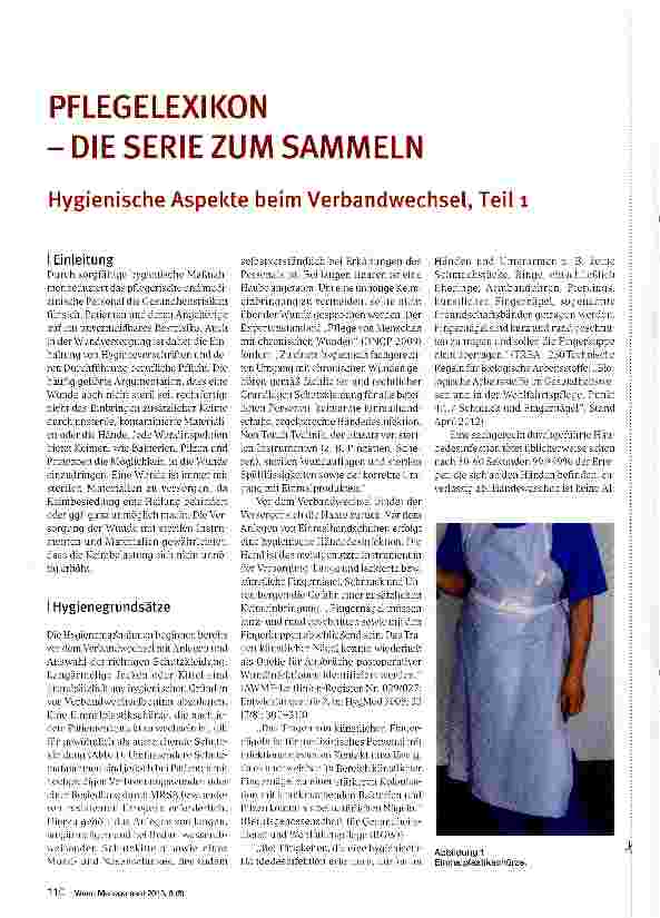 Vorschauseite 1: PFLEGE LEXIKON -DIE SERIE ZUM SAMMELN Hygienische Aspekte beim Verbandwechsel, Teil 1