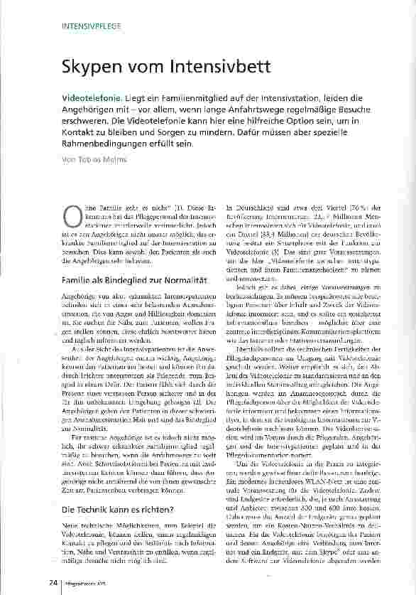 Vorschauseite 1: Skypen vom Intensivbett