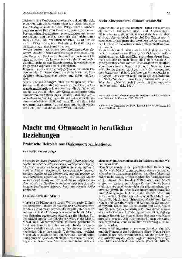 Vorschauseite 3: Nächstenliebe — Leistung nach Tarif?