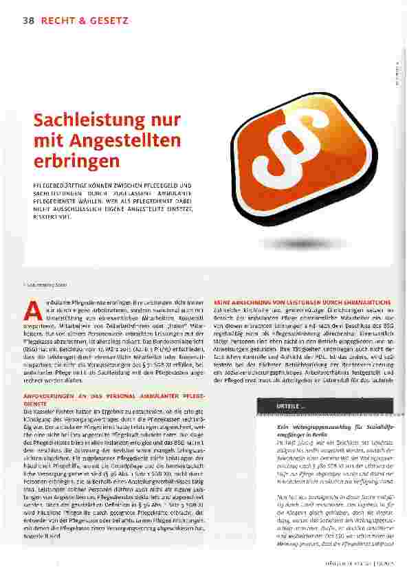 Vorschauseite 1: Sachleistung nur mit Angestellten erbringen