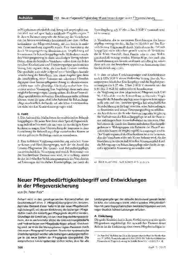 Vorschauseite 1: Neuer Pflegebedürftigkeitsbegriff und Entwicklungen in der Pflegeversicherung