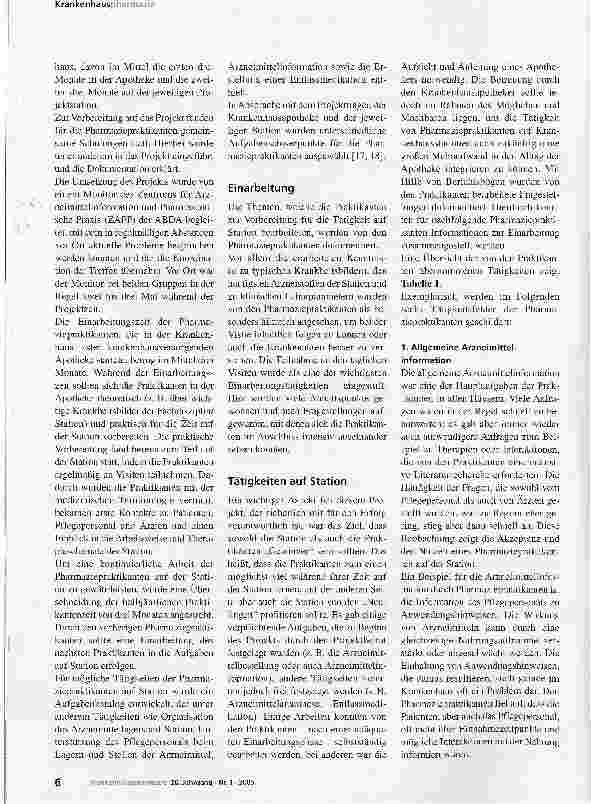 Vorschauseite 2: Ergebnisse des Projektes P-STAT -Pharmaziepraktikanten auf Station