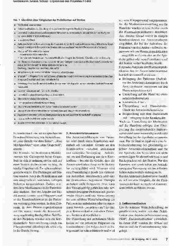 Vorschauseite 3: Ergebnisse des Projektes P-STAT -Pharmaziepraktikanten auf Station