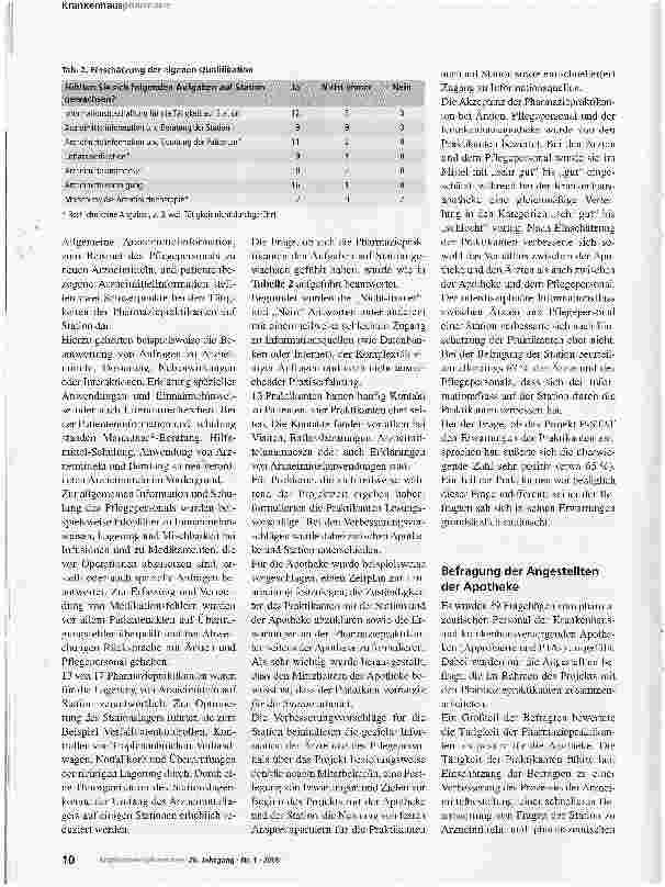 Vorschauseite 6: Ergebnisse des Projektes P-STAT -Pharmaziepraktikanten auf Station