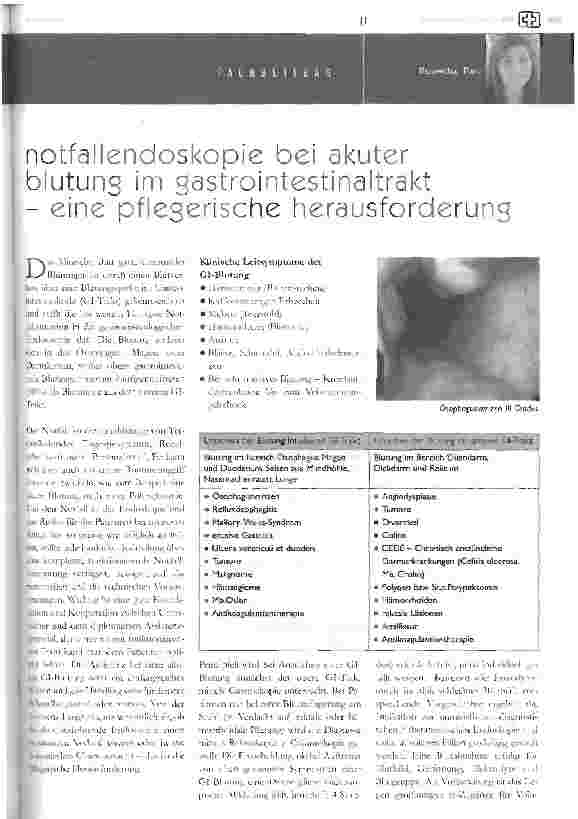 Vorschauseite 1: notfallendoskopie bei akuter blutung im gastrointestinaltrakteine pflegerische herausforderung