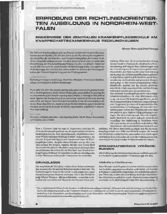 Vorschauseite 1: ERPROBUNG DER RICHTLINIENORIENTIERTEN AUSBILDUNG IN NORDRHEIN-WESTFALEN