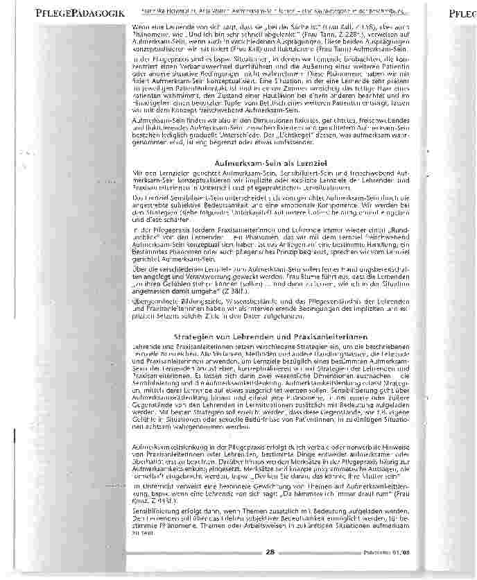 Vorschauseite 4: Aufmerksam Sein lerneneine Kernkategorie in der Beschreibung der Wirkungszusammenhänge des Lehrens und Lernensin den Pflegeausbildungen