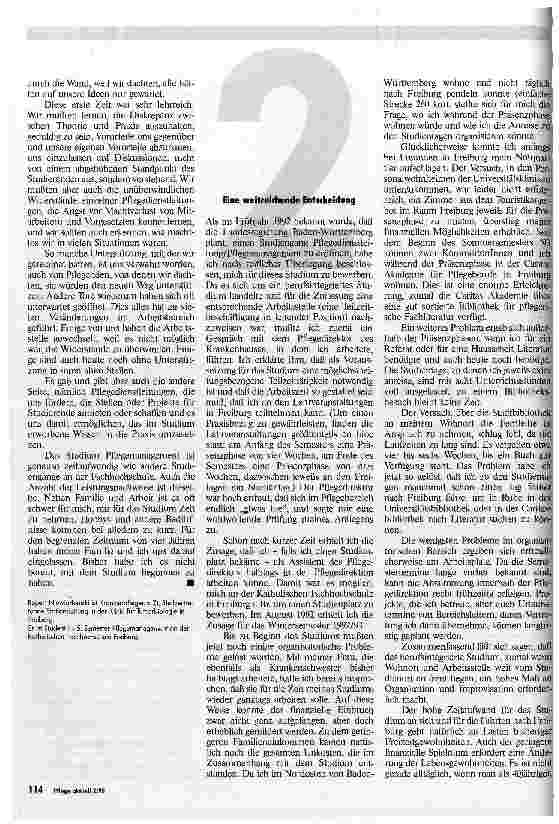 Vorschauseite 2: Halbzeit im Plegestudiengang Zwei kurze Erfahrungsberichte