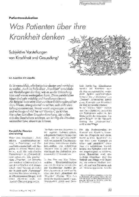 Vorschauseite 1: Was Patienten über ihre Krankheit denkenSubjektive Vorstellungen von Krankheit und Gesundung