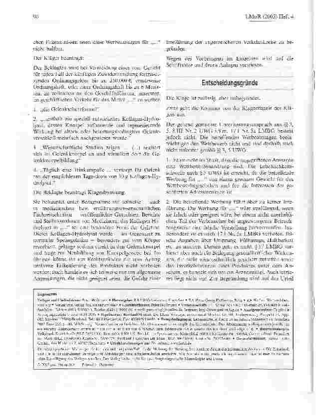 Vorschauseite 2: Zur Werbung mit Gelenkschutzformel für ein Nahrungsergänzungsmittel