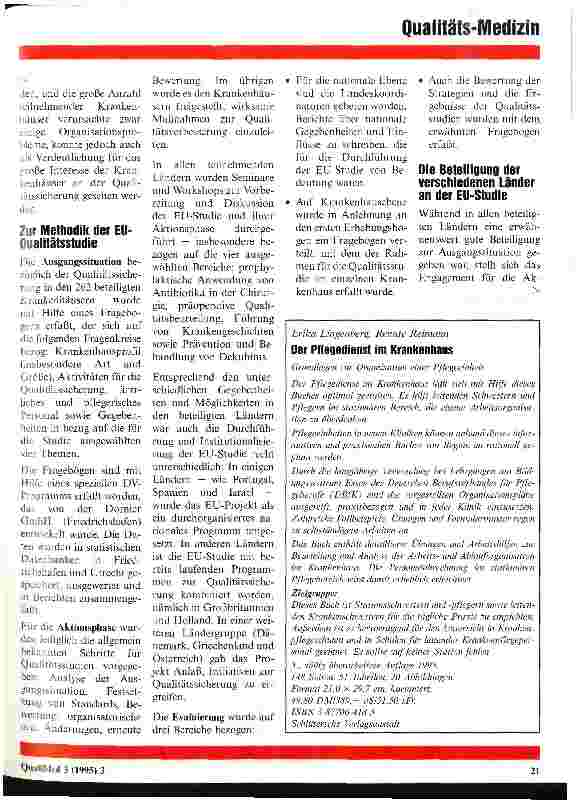 Vorschauseite 2: EU-Studie zur medizinischen und pflegerischen Qualitätssicherung