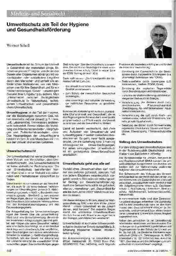 Vorschauseite 1: Umweltschutz als Teil der Hygiene und Gesundheitsförderung