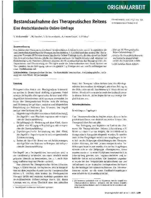 Vorschauseite 1: Bestandsaufnahme des Therapeutischen Reitens