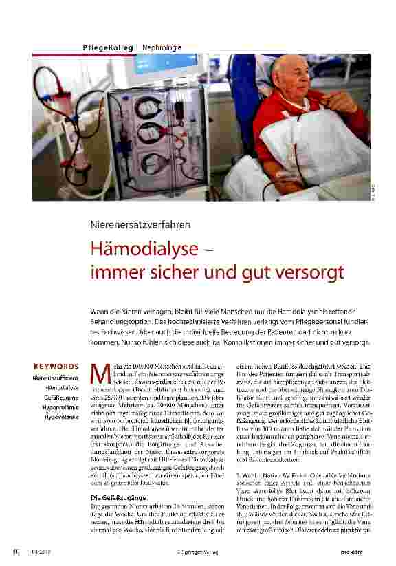 Vorschauseite 1: Hämodialyse - immer sicher und gut versorgt