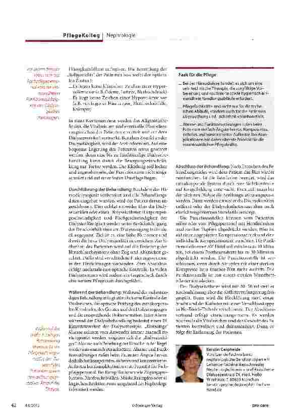 Vorschauseite 3: Hämodialyse - immer sicher und gut versorgt