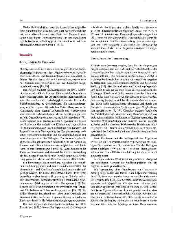 Vorschauseite 5: Ist das Gesundheitsverhalten von Auszubildenden in der Pflege mit deren sozioökonomisehen Status assoziiert?