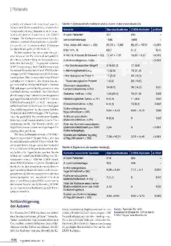 Vorschauseite 2: Klinischer Effekt und Kostenaspekte von Chlorhexidin-SilbersulfadiazinimprägniertenVenenkathetern