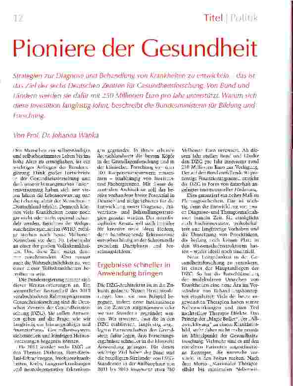 Vorschauseite 1: Pioniere der Gesundheit