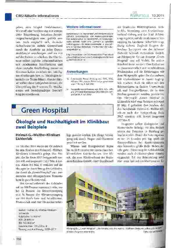 Vorschauseite 1: Ökologie und Nachhaltigkeit im Klinikbau: zwei Beispiele