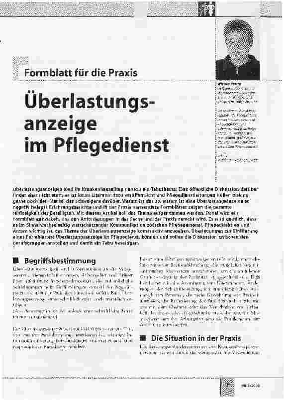 Vorschauseite 1: Überlastungsanzeige im Pflegedienst