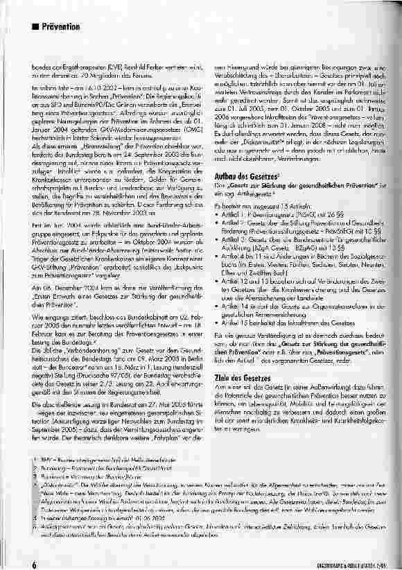 Vorschauseite 2: Die Ergotherapie und das Präventionsgesetz: neue Möglichkeiten für bewährte Erkenntnisse