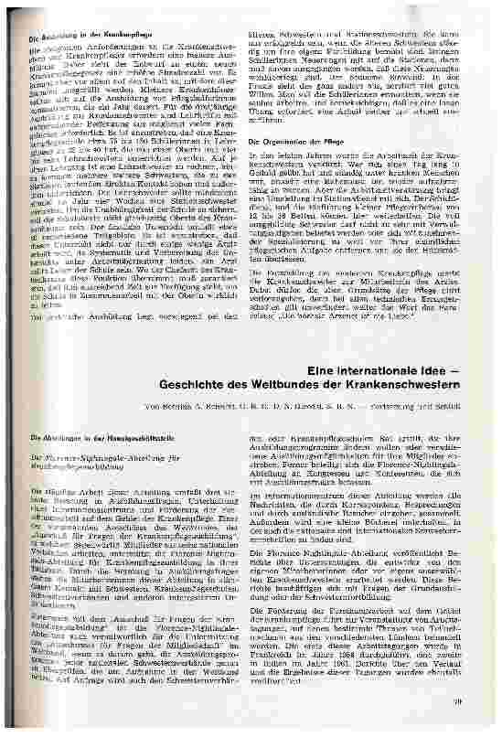 Vorschauseite 1: Die internationale Idee - Geschichte des Weltbundes der Krankenschwester