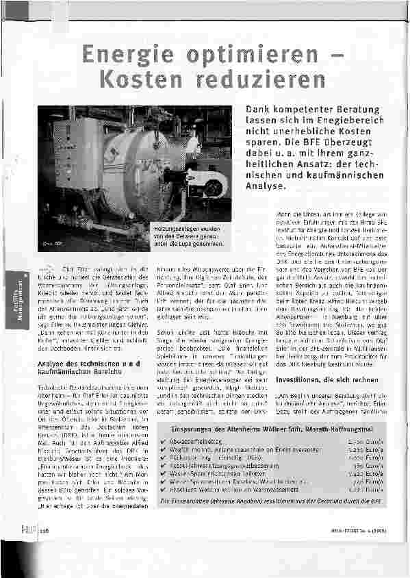 Vorschauseite 1: Energie optimieren -Kosten reduzieren