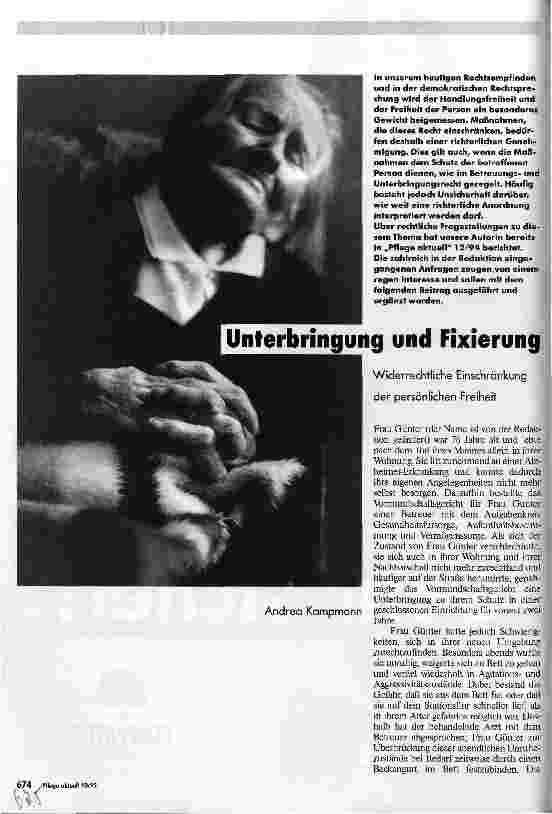 Vorschauseite 1: Unterbringung und Fixierung Widerrechtliche Einschränkung der persönlichen Freiheit
