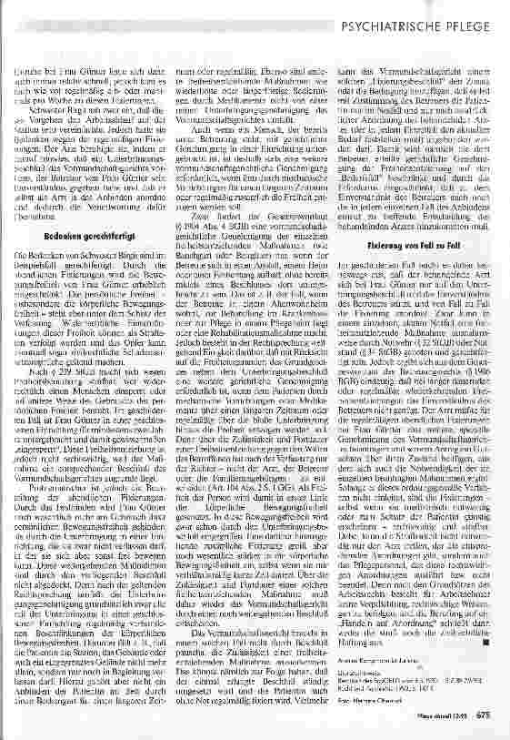Vorschauseite 2: Unterbringung und Fixierung Widerrechtliche Einschränkung der persönlichen Freiheit
