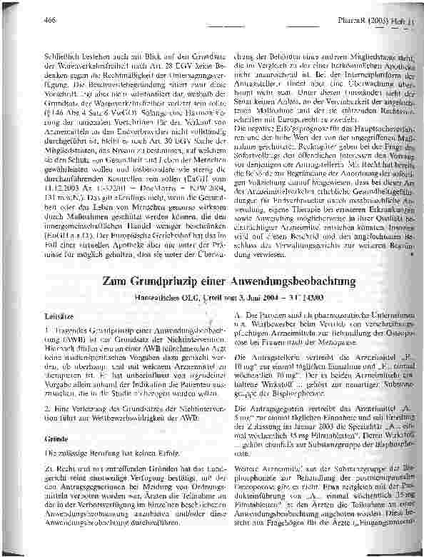 Vorschauseite 3: Die Versteigerung von apothekenpflichtigen Arzneimitteln im Internet verstößt gegen § 43 Abs. 1 Satz 2 Arzneimittelgesetz