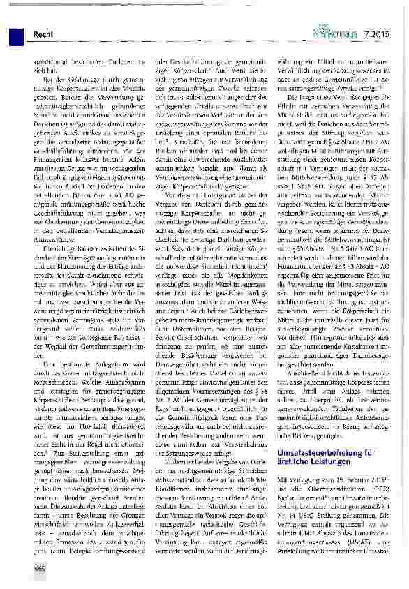 Vorschauseite 2: Gemeinnützigkeitsschädliche Mittelverwendung bei Darlehensvergabe