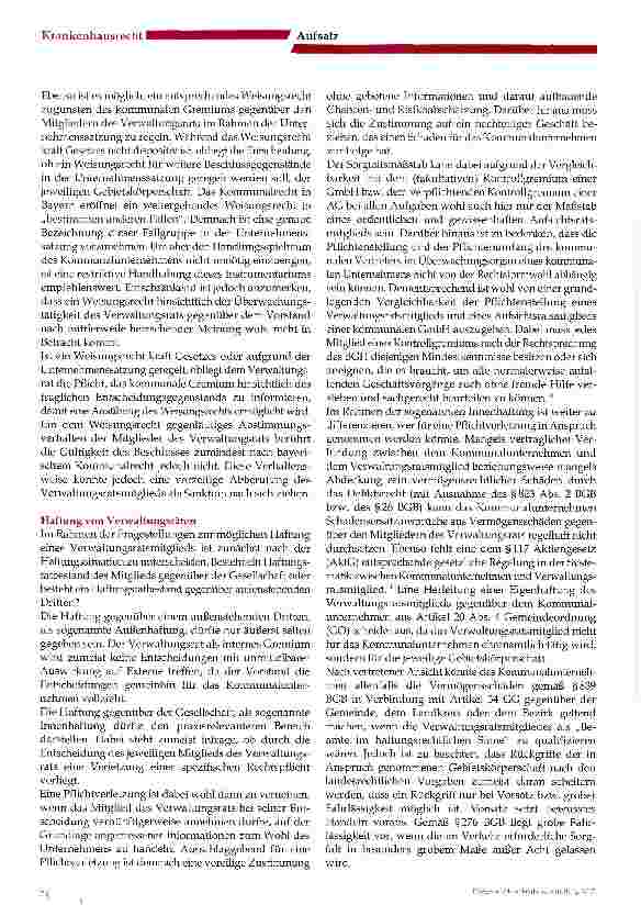 Vorschauseite 3: Rechtliche Stellung von Verwaltungsräten im Kommunalunternehmen Krankenhaus 2. Teil