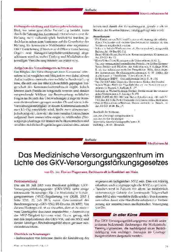 Vorschauseite 4: Rechtliche Stellung von Verwaltungsräten im Kommunalunternehmen Krankenhaus 2. Teil