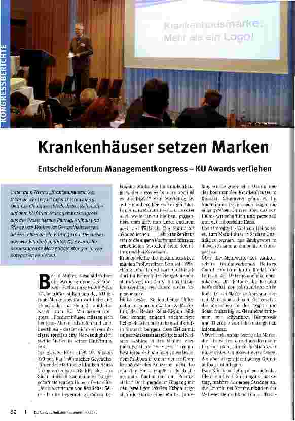 Vorschauseite 1: Krankenhäuser setzen Marken