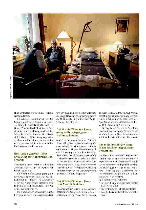 Vorschauseite 3: Das „Hospiz-Zimmer - ein behütender Ort für letzte Tage