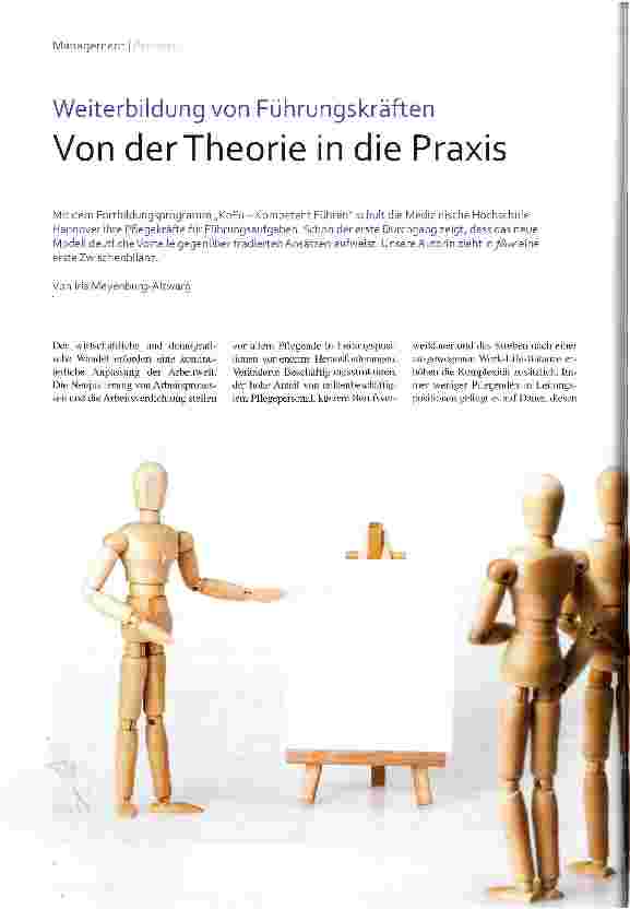 Vorschauseite 1: Weiterbildung von Führungskräften Von derTheorie in die Praxis