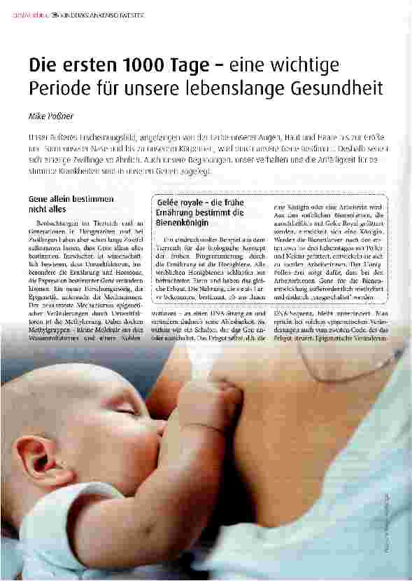 Vorschauseite 1: Die ersten 1000 Tage - eine wichtige Periode für unsere lebenslange Gesundheit