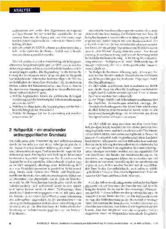 Vorschauseite 2: Paritätische Finanzierung und Selbstverwaltung: Grundsatz und Wirklichkeit