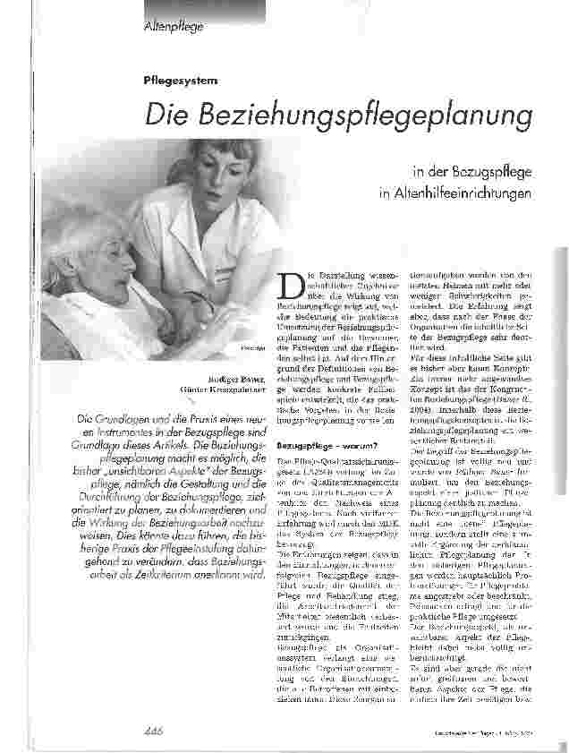 Vorschauseite 1: Die Beziehungspflegeplanung in der Bezugspflege in Altenhilfeeinrichtungen