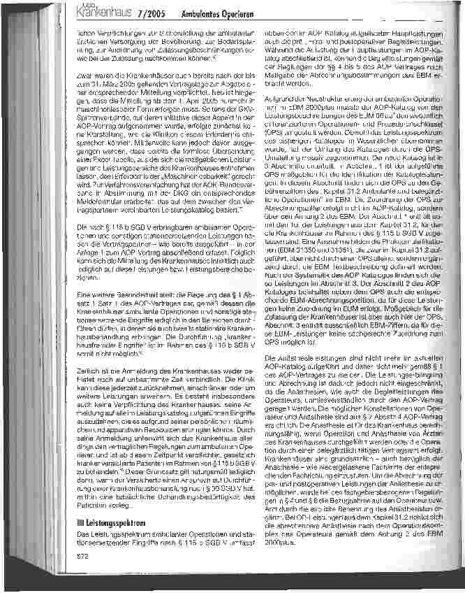Vorschauseite 2: Erbringung und Abrechnung von ambulanten Operationen im Krankenhaus