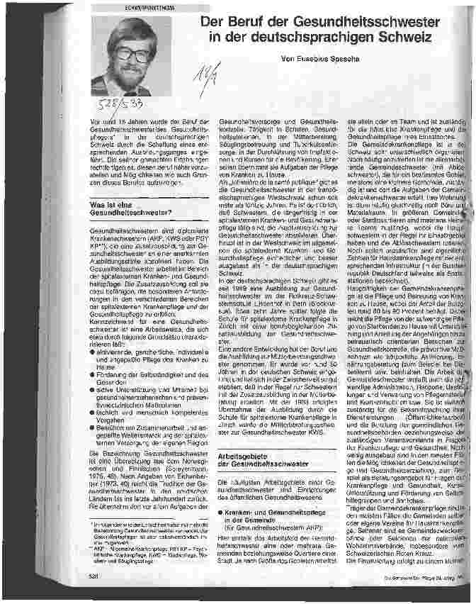 Vorschauseite 1: Der Beruf der Gesundheitsschwester in der deutschsprachigen Schweiz