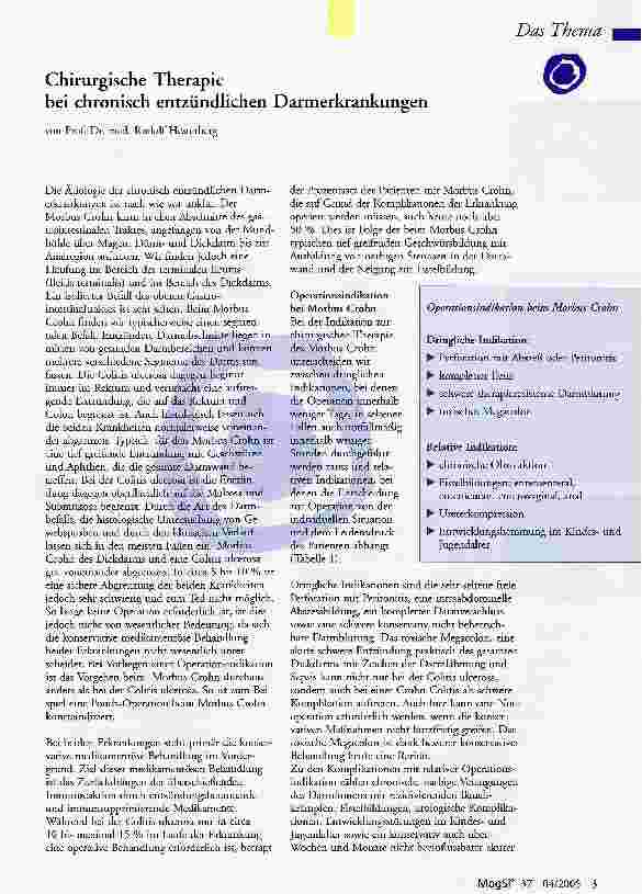 Vorschauseite 1: Chirurgische Therapiebei chronisch entzündlichen Darmerkrankungen