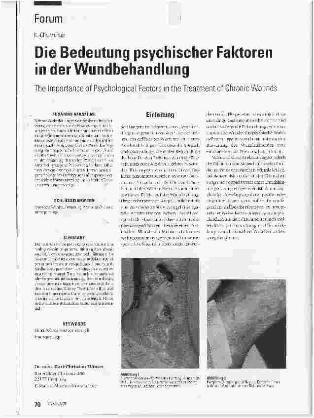 Vorschauseite 1: Die Bedeutung psychischer Faktoren in der Wundbehandlung