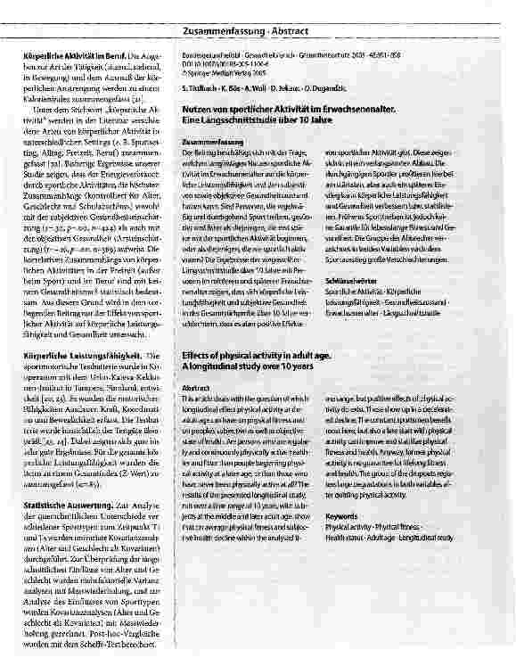 Vorschauseite 3: Nutzen von sportlicher Aktivität im ErwachsenenalterEine Längsschnittstudie über 10 Jahre