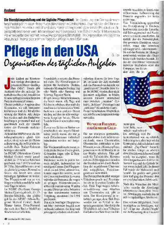 Vorschauseite 1: Pflege in den USA Organisation der täglichen Aufgaben