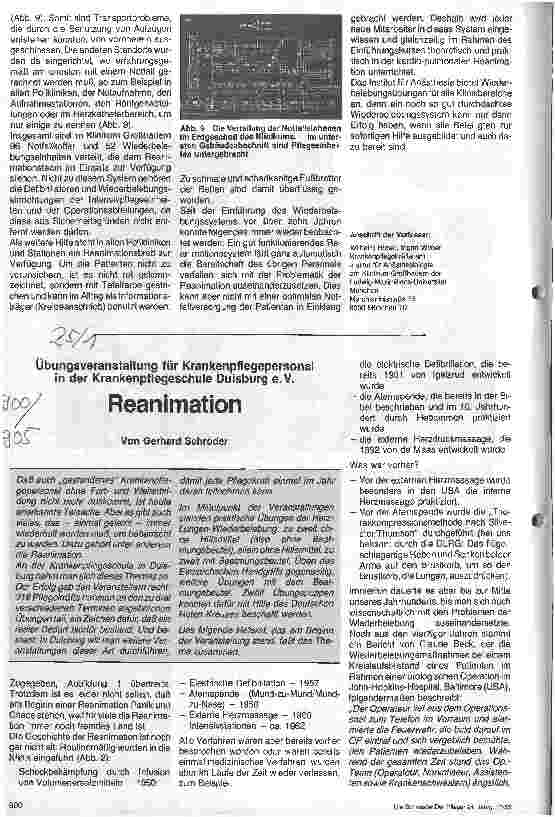 Vorschauseite 1: Reanimation, Übungsveranstaltung für Krankenpflegepersonal