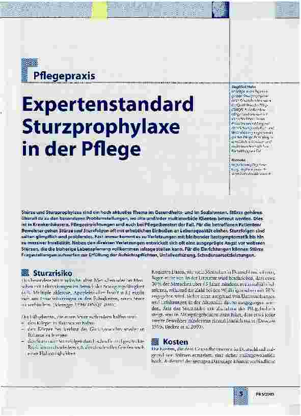 Vorschauseite 1: Expertenstandard Sturzprophylaxe in der Pflege
